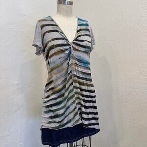 Vanilla Sugar Women’s Large Top Striped Twist Front Tunic Y2K Top